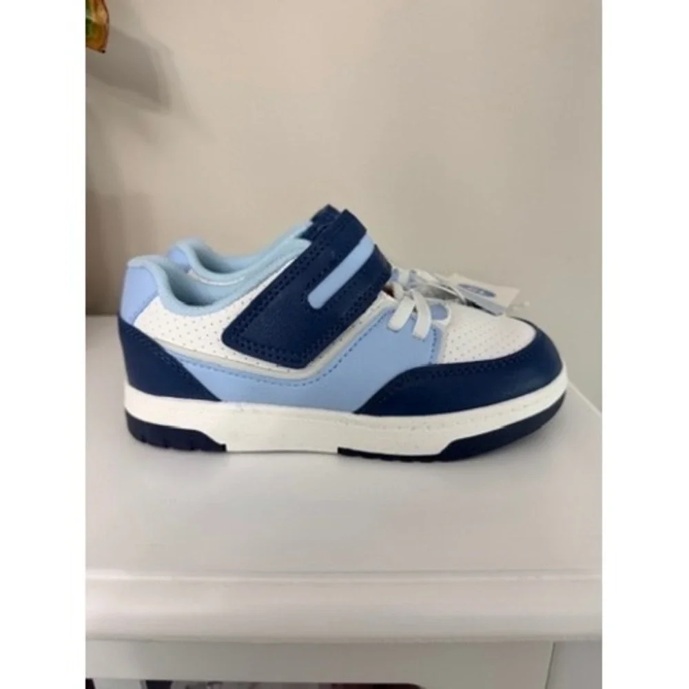 Cat & Jack Sneakers Boys Size 12 Blue White Hook Loop Casual Shoes NWT